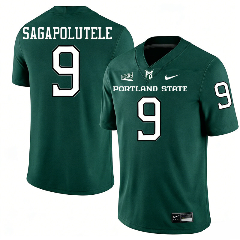 Portland State Vikings #9 John-Keawe Sagapolutele College Footbaall Jerseys,Uniforms Stitched-Green